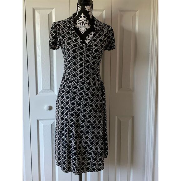 Snap Women's M Geometric Print Faux-Wrap Long Dress Multicolor - Picture 6 of 15